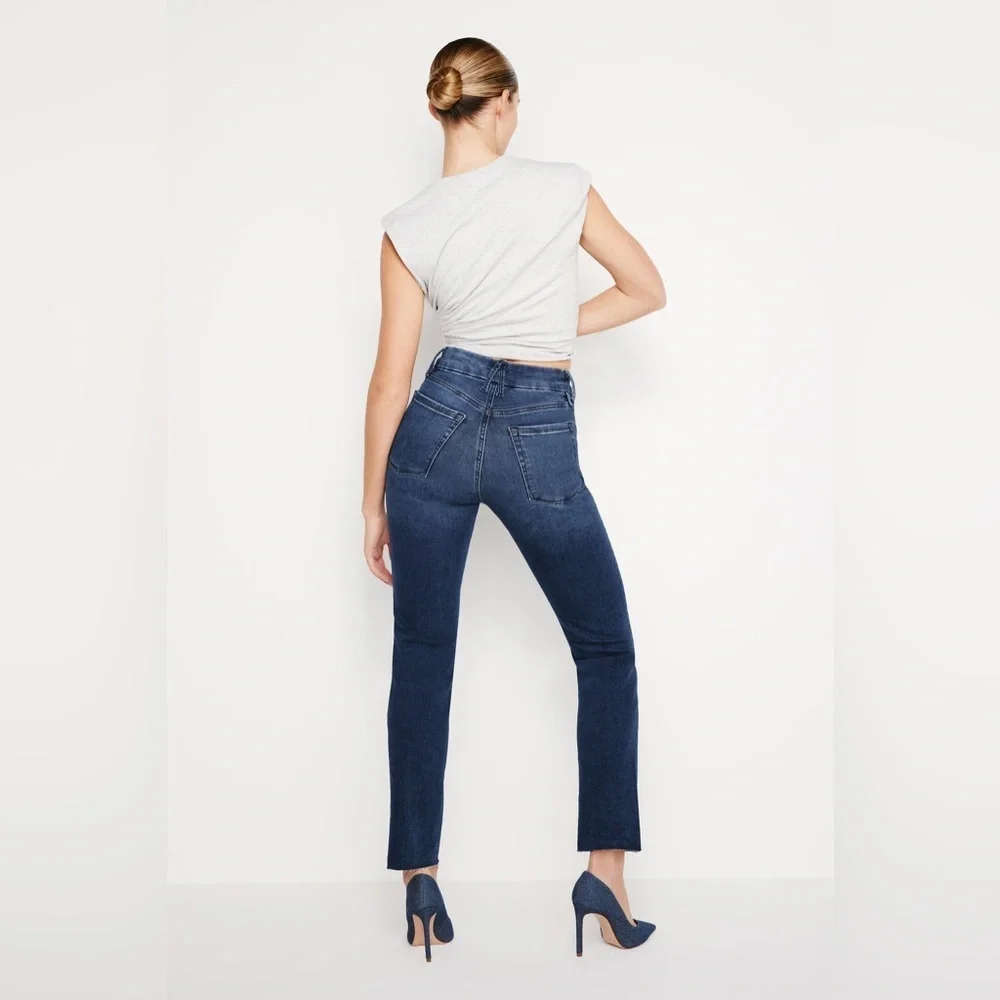 Good American Dark Blue Straight Leg Jeans